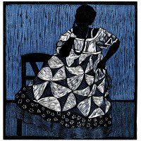 B After Seydou Keyta  Reduction woodcut-12x12"