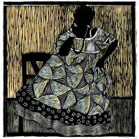 C After Seydou Keyta woodcut with chine colle