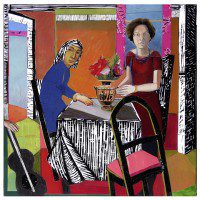 C  At the Table-oil and collage on board 24x24"