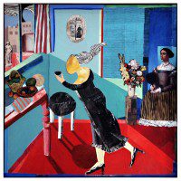 F Offering-Oil and collage on board-24x24"
